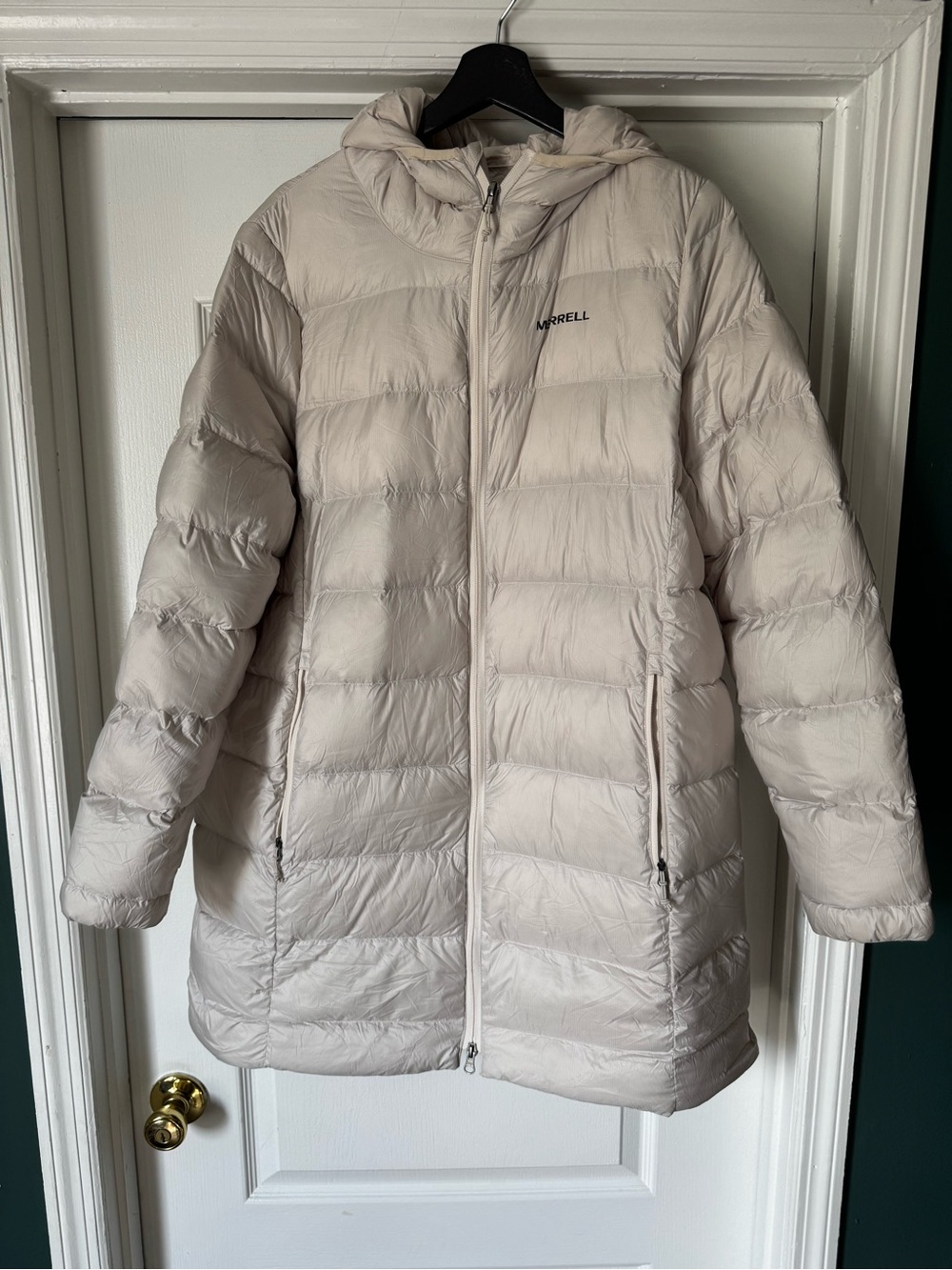 Merrell Women's Cream Quilted Packable Puffer Coat with Hood